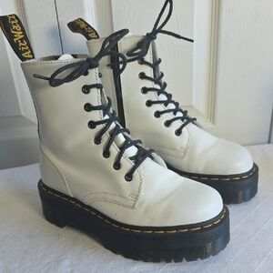 Dr. Martens White Jadon Combat Boots with Black Laces Womens Size 7
